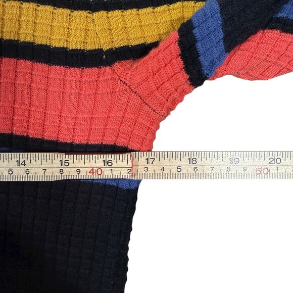 Free People Giget Stripe Knit Dress Multicolor Cotton Blend Retro Boho | Small - Picture 7 of 10